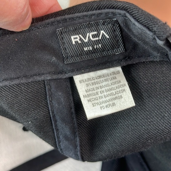 RVCA Wool Blend Mid Fit Embroidered Snap Back Cap Hat Black Grey One Size - Picture 8 of 9